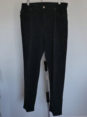 Lauren Jeans Co Ralph Lauren Black Corduroy Pants High Rise Straight Leg Size 12